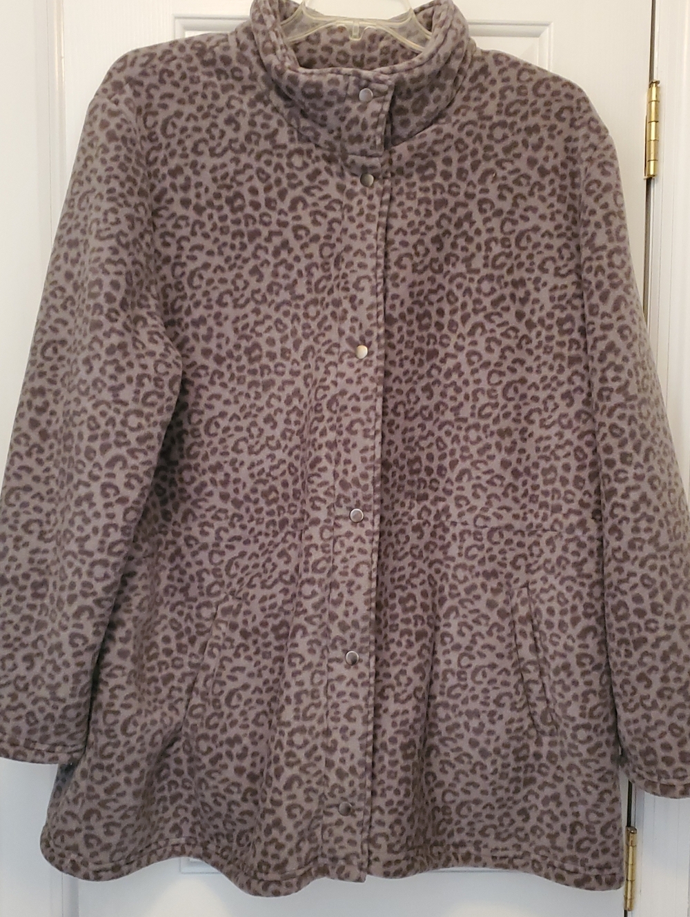 Animal Print Fleece Jacket 2X Gray Black